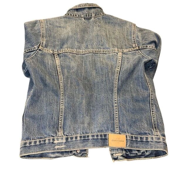 Abercrombie Fitch Jean Jacket Girls Kids Size XL Blue Distressed Denim - Picture 4 of 7